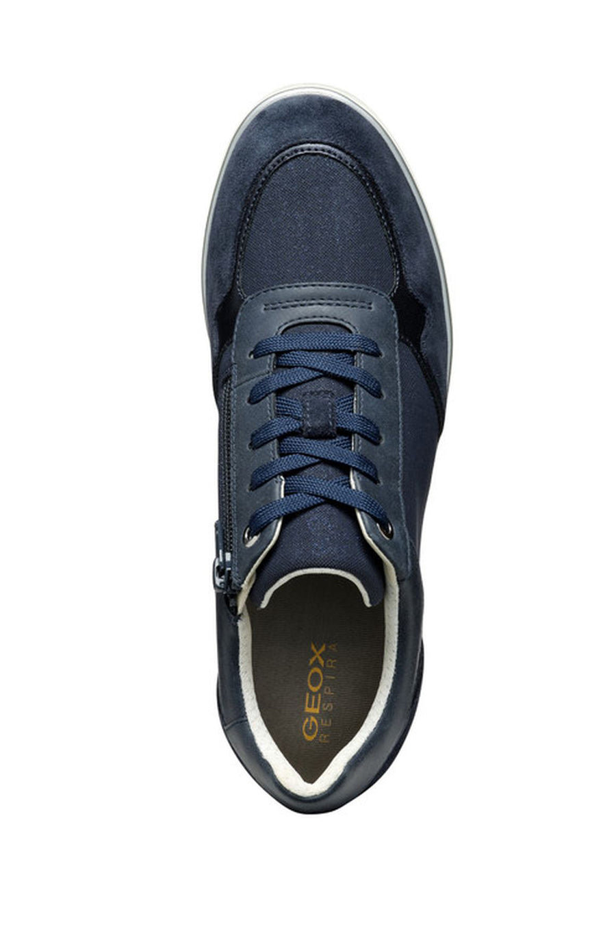 Geox Women's Navy Blue Ilde Thick Sole Lace Up Leather Sneaker