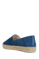 Geox Women's Blue Lampedusa Straw Sole Suede Leather Espadrille | Derimod