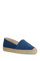 Geox Women's Blue Lampedusa Straw Sole Suede Leather Espadrille | Derimod