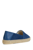 Geox Women's Blue Lampedusa Straw Sole Suede Leather Espadrille | Derimod