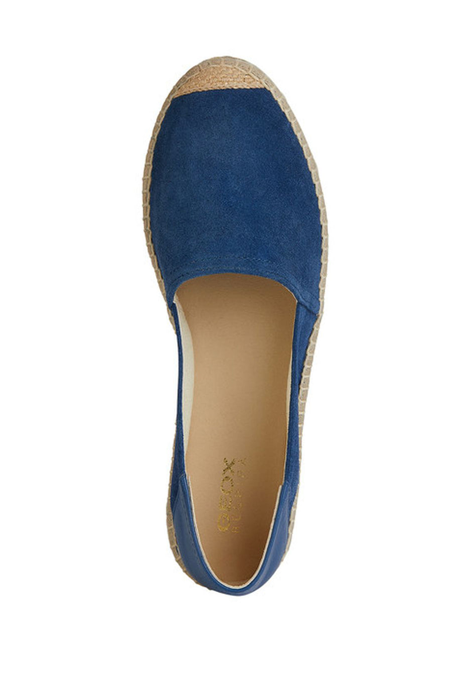 Geox Women's Blue Lampedusa Straw Sole Suede Leather Espadrille