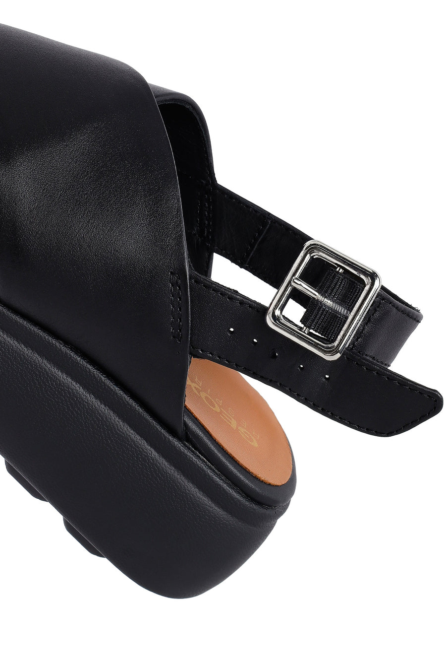 Geox Women's Black Spherica Ec4 Ankle Strap Thick Soled Leather Sandals