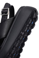 Geox Women's Black Spherica Ec4 Ankle Strap Thick Soled Leather Sandals | Derimod