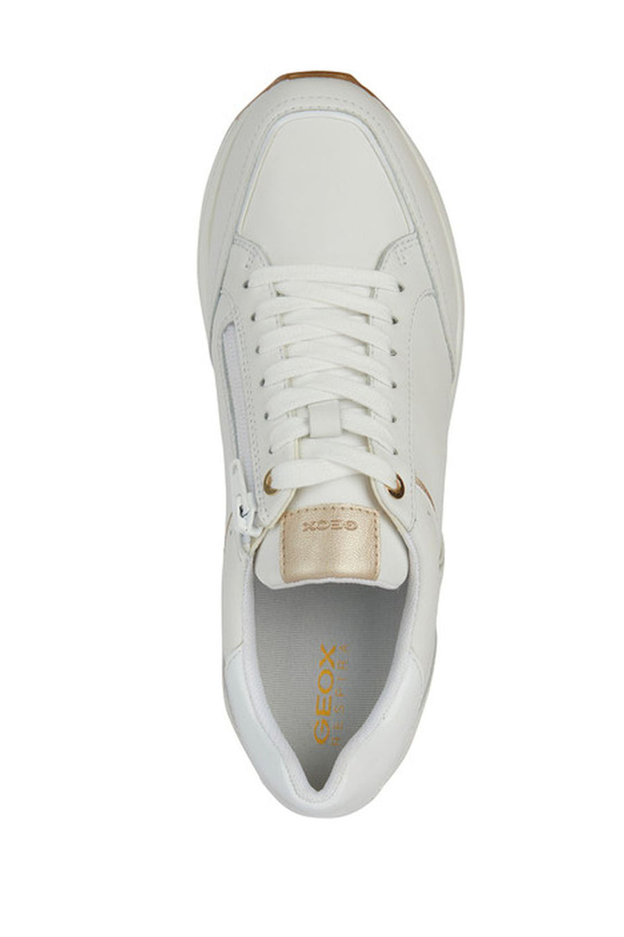 Geox Women's White Kency Thick Sole Lace-Up Leather Sneaker