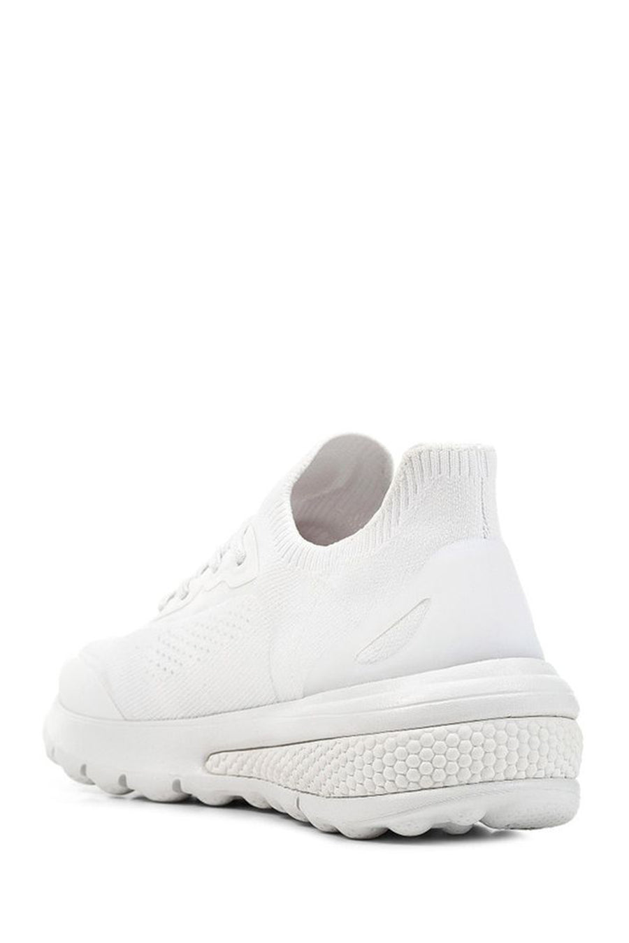 Geox Women's White Spherica Active Thick Sole Lace Up Fabric Sneaker