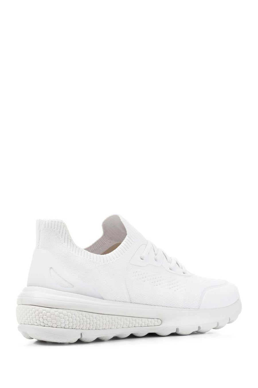 Geox Women's White Spherica Active Thick Sole Lace Up Fabric Sneaker