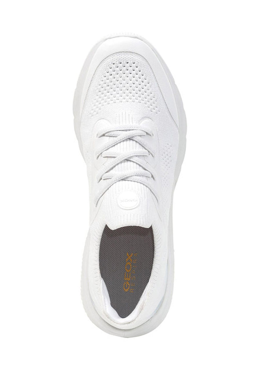 Geox Women's White Spherica Active Thick Sole Lace Up Fabric Sneaker