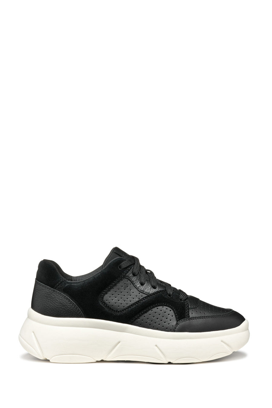 Geox Kadın Siyah Nebula Bağcıklı Kalın Tabanlı Deri Sneaker D55NHB08520C9999 | Derimod
