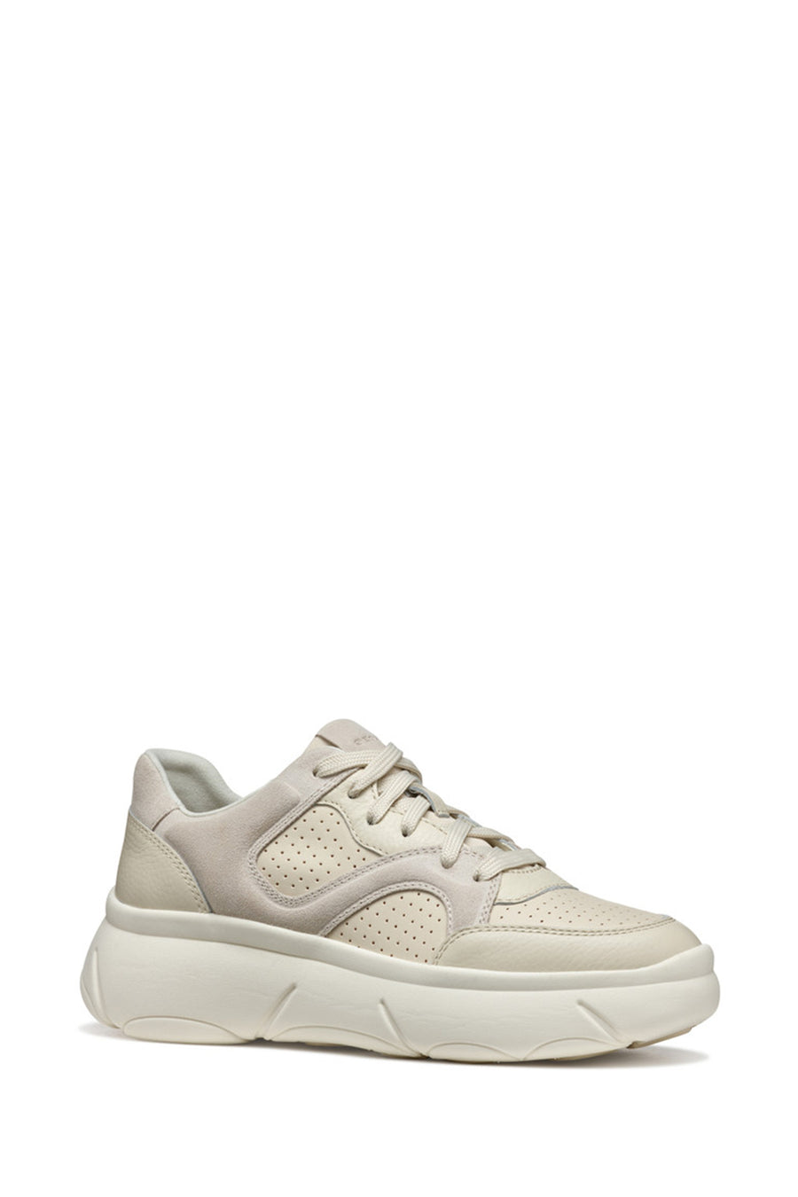 Geox Kadın Bej Nebula 2.0 X B Bağcıklı Kalın Tabanlı Deri Sneaker
