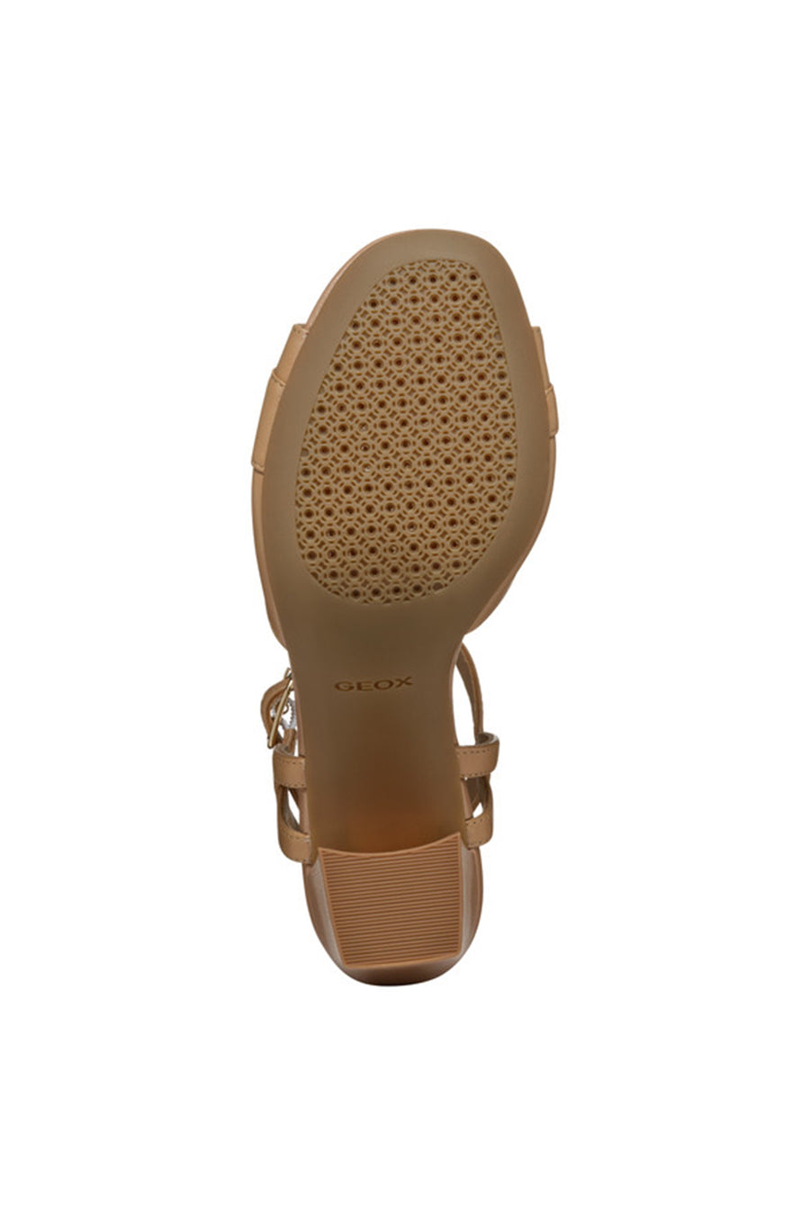 Geox Women Beige D New Eraklia 80 Ankle Buckle Thick Heel Leather Sandal