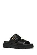 Geox Women Black D Adacter S Thick Sole Leather Slippers | Derimod