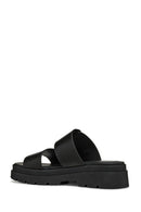 Geox Women Black D Adacter S Thick Sole Leather Slippers | Derimod
