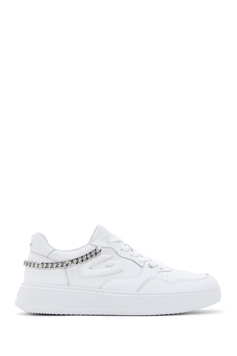 Alberto Guardiani Women's White Chain Leather Sneaker G03G100011 | Derimod
