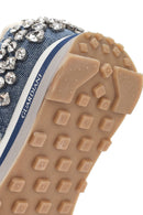 Alberto Guardiani Women's Blue Wen Thick-Soled Lace-Up Stoned Sneakers | Derimod