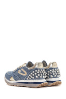Alberto Guardiani Women's Blue Wen Thick-Soled Lace-Up Stoned Sneakers | Derimod