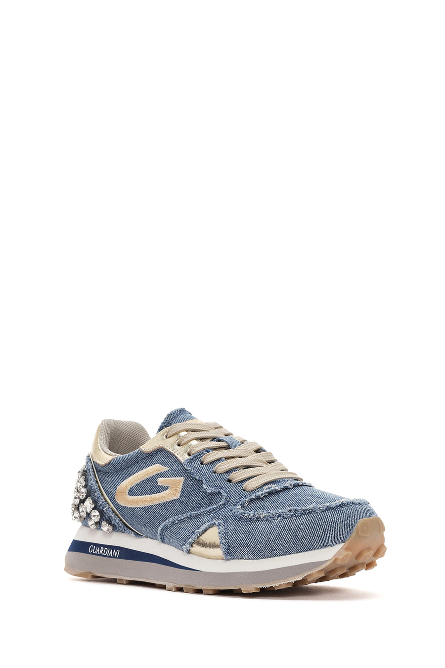 Alberto Guardiani Women's Blue Wen Thick-Soled Lace-Up Stoned Sneakers