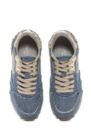 Alberto Guardiani Women's Blue Wen Thick-Soled Lace-Up Stoned Sneakers | Derimod
