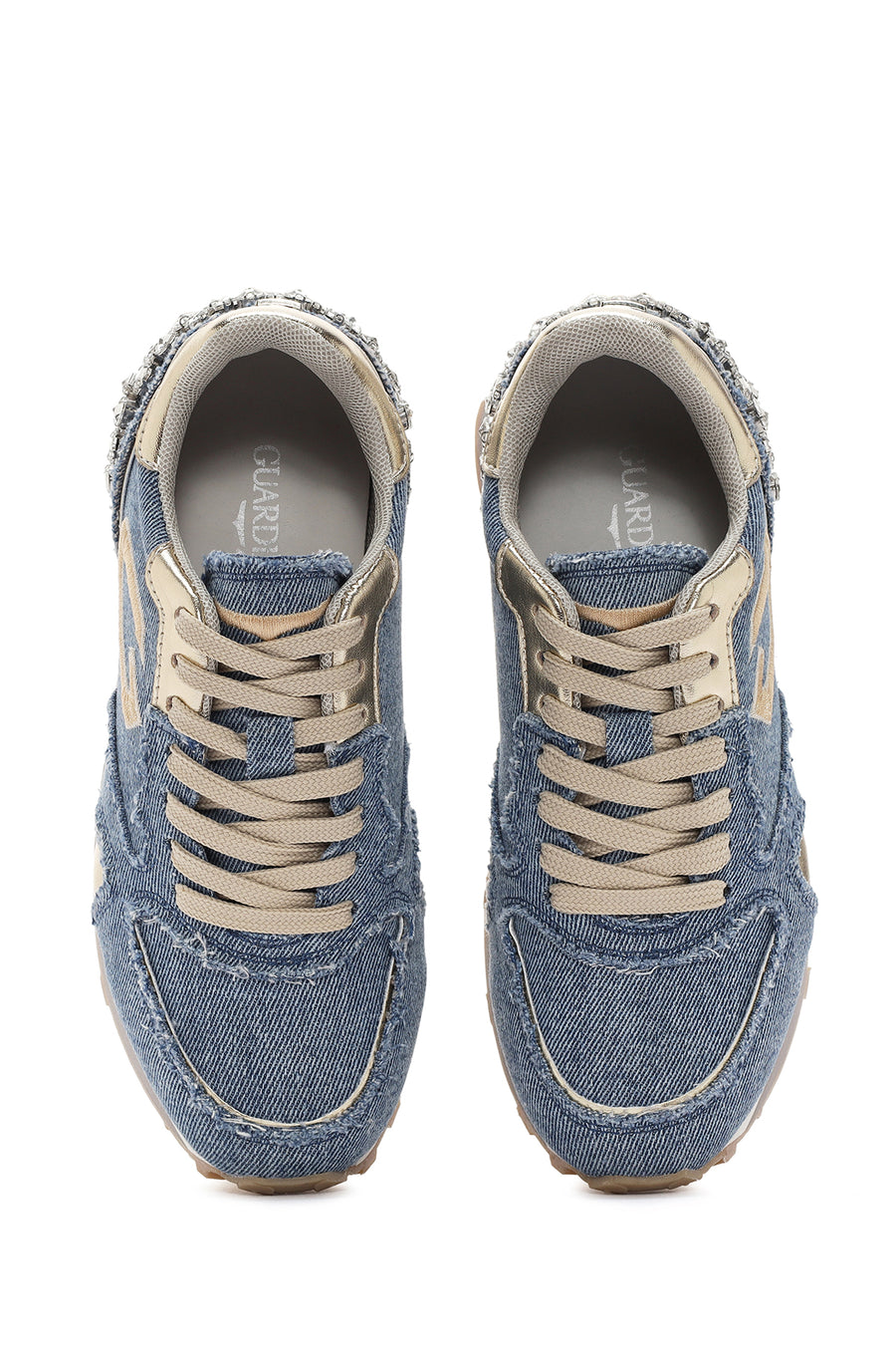 Alberto Guardiani Women's Blue Wen Thick-Soled Lace-Up Stoned Sneakers