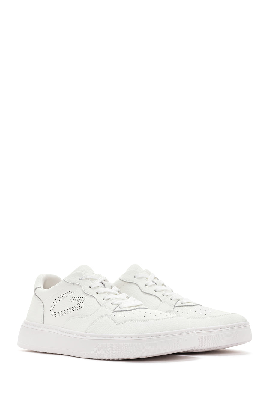 Alberto Guardiani Erkek Beyaz New Era Bağcıklı Deri Sneaker