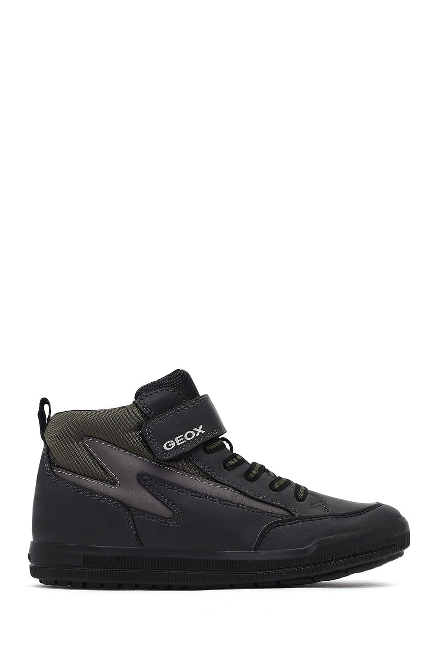 Geox Boys Black Arzach High Lace-Up Strapped Leather Boots J364AF0MEFUC0033 | Derimod