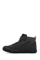 Geox Boys Black Arzach High Lace-Up Strapped Leather Boots | Derimod