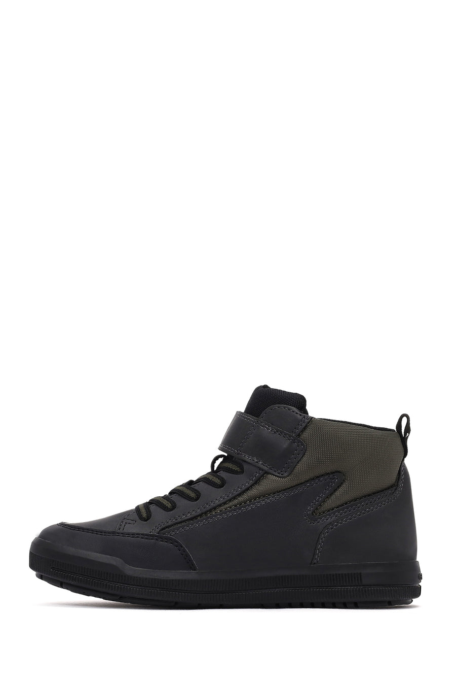 Geox Boys Black Arzach High Lace-Up Strapped Leather Boots