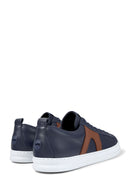Camper Men's Navy Blue Runner Lace-up Leather Sneaker | Derimod