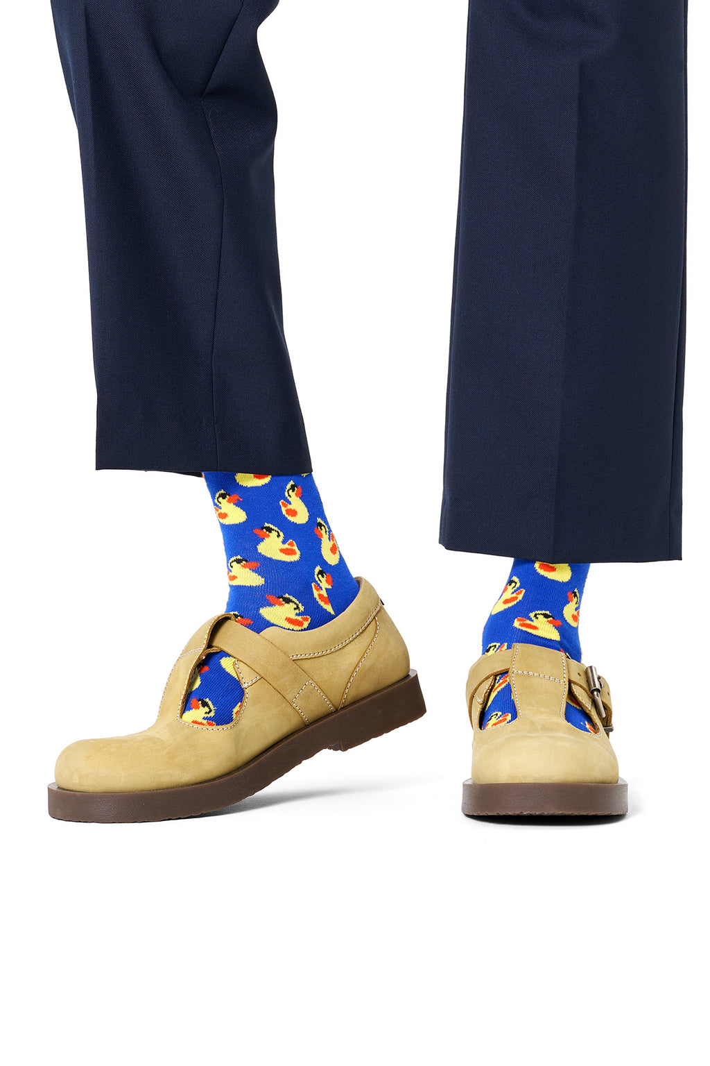 Happy Socks Erkek Mavi Ördek Desenli Pamuklu Çorap