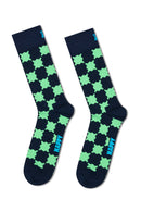 Happy Socks Kadın Lacivert Kare Desenli Pamuklu Çorap | Derimod