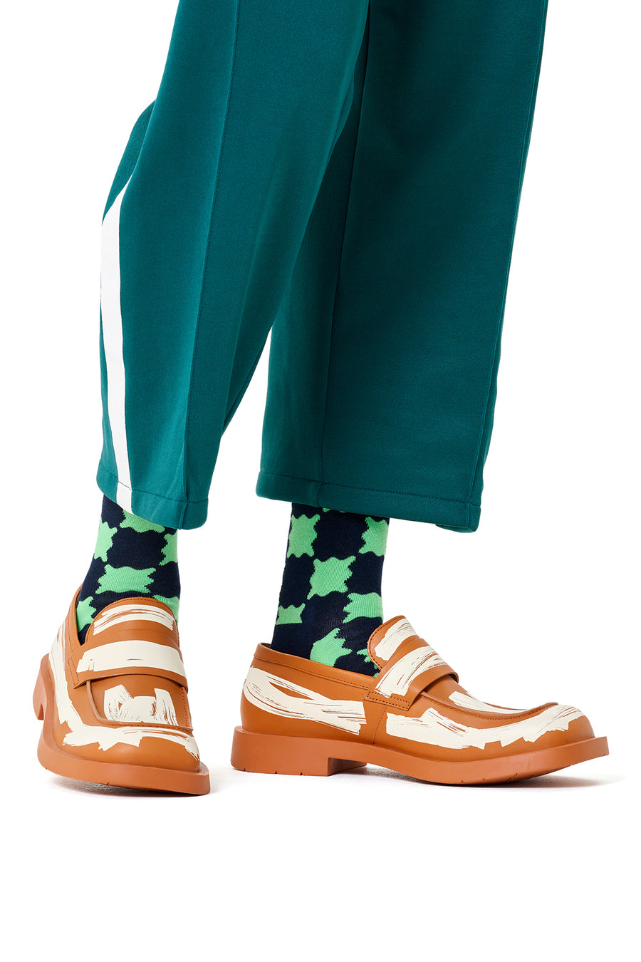 Happy Socks Kadın Lacivert Kare Desenli Pamuklu Çorap