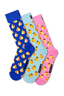 Happy Socks Erkek Çok Renkli Ördek Desenli Pamuklu 3’lü Çorap Seti | Derimod