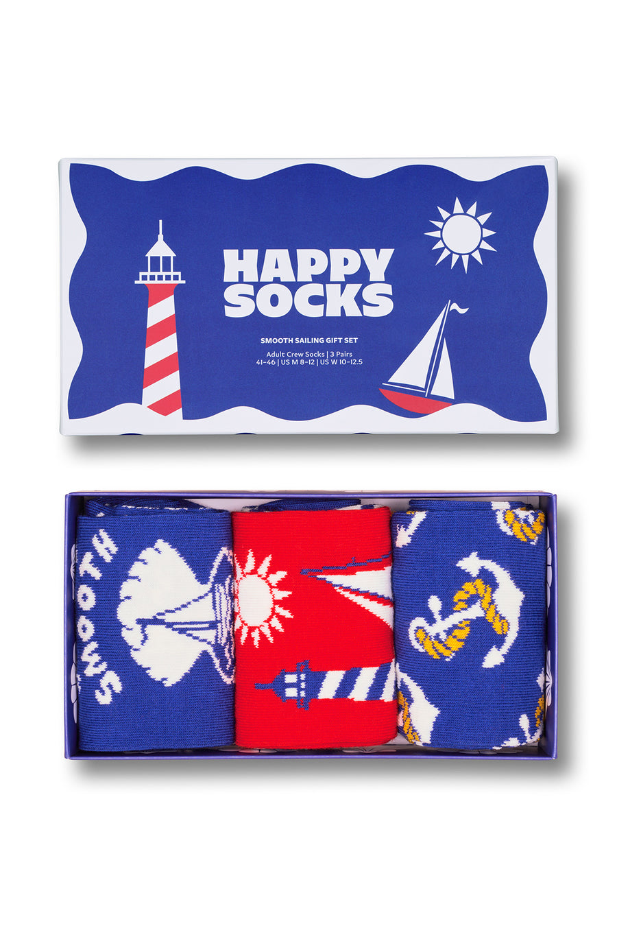Happy Socks Kadın Mavi Sahil Temalı Pamuklu 3’lü Çorap Seti