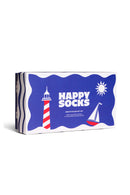 Happy Socks Kadın Mavi Sahil Temalı Pamuklu 3’lü Çorap Seti | Derimod