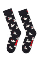 Happy Socks Woman Black Swan Patterned Cotton Socks | Derimod