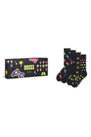 Happy Socks Erkek Siyah Oyuncu Temalı Pamuklu 4’lü Çorap Seti | Derimod