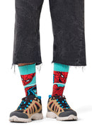 Happy Socks Erkek Mavi Spıder-Man Desenli Pamuklu Çorap | Derimod