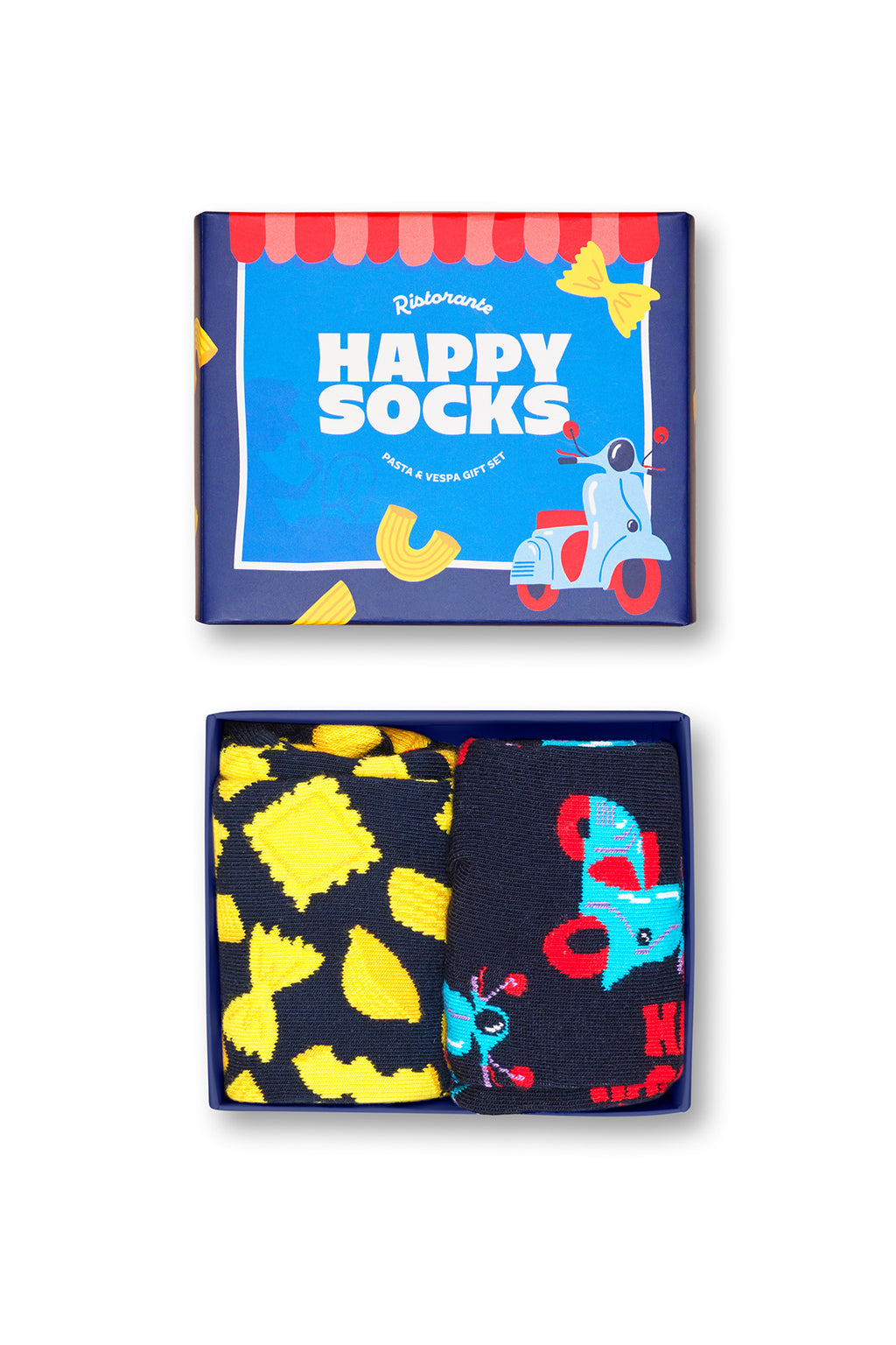 Happy Socks Erkek Lacivert Desenli Pamuklu 2'li Çorap Seti