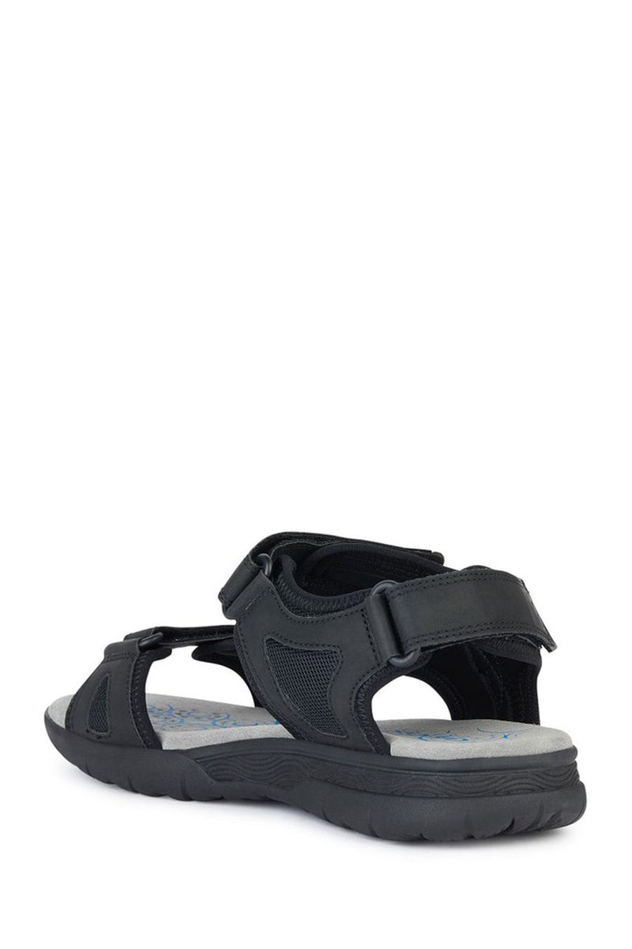Geox Men's Black Spherica Ec5 Ankle Strap Suede Leather Sandals