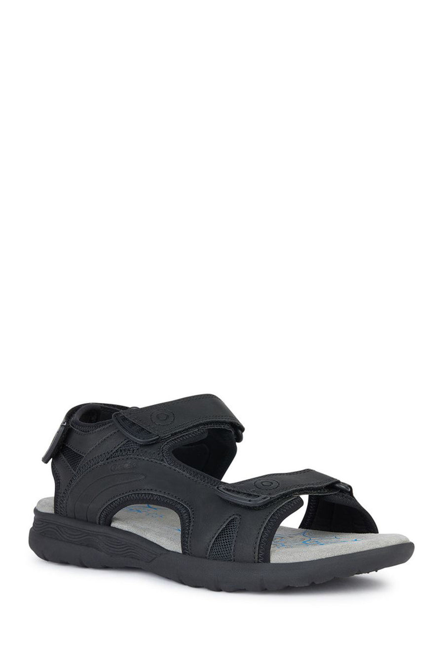 Geox Men's Black Spherica Ec5 Ankle Strap Suede Leather Sandals
