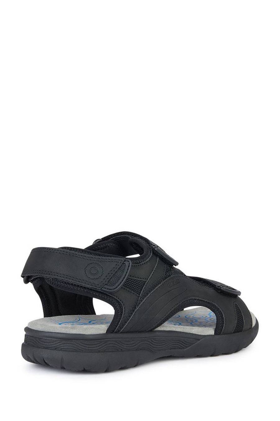 Geox Men's Black Spherica Ec5 Ankle Strap Suede Leather Sandals