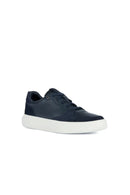 Geox Men's Navy Blue Deiven Lace-Up Leather Casual Sneaker | Derimod