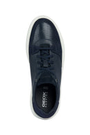 Geox Men's Navy Blue Deiven Lace-Up Leather Casual Sneaker | Derimod