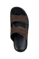Geox Men's Brown Xand Nubuck Leather Slippers | Derimod
