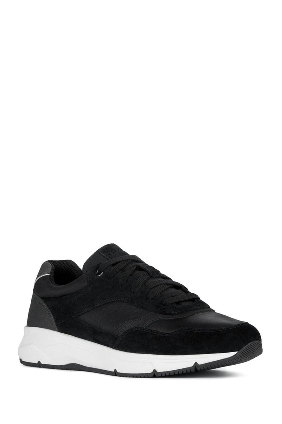 Geox Men's Black Radente B Lace-Up Thick Soled Leather Sneaker