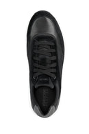 Geox Men's Black Radente B Lace-Up Thick Soled Leather Sneaker | Derimod