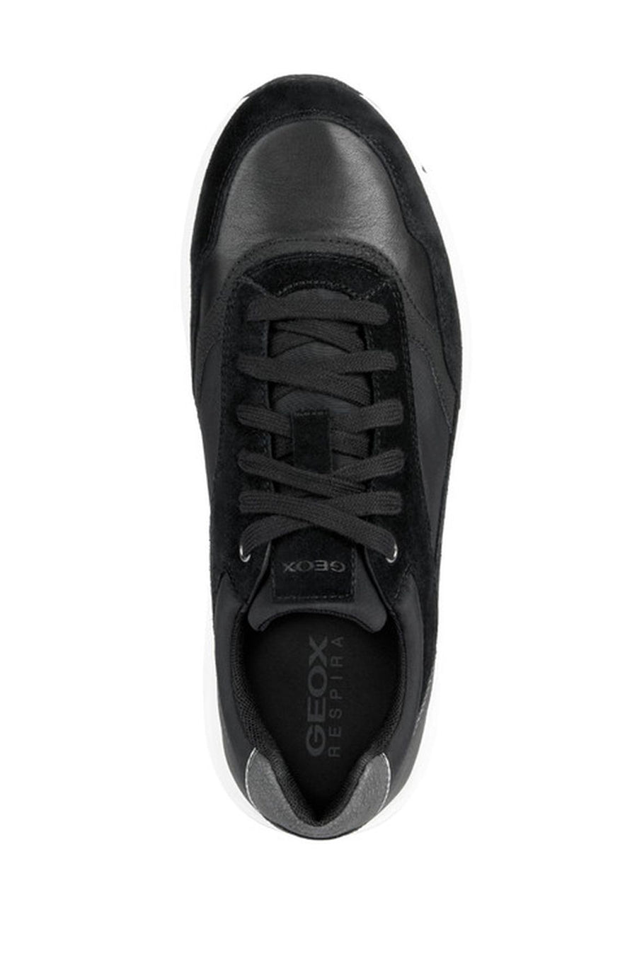 Geox Men's Black Radente B Lace-Up Thick Soled Leather Sneaker