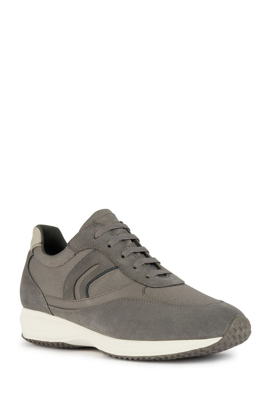 Geox Men's Gray Happy Lace-up Suede Leather Sneaker