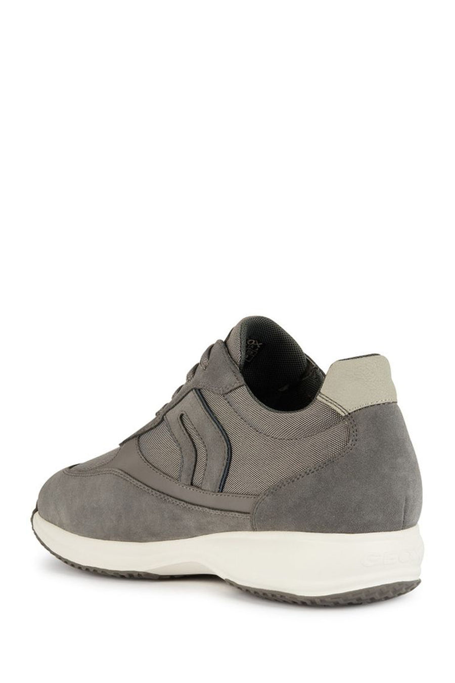 Geox Men's Gray Happy Lace-up Suede Leather Sneaker