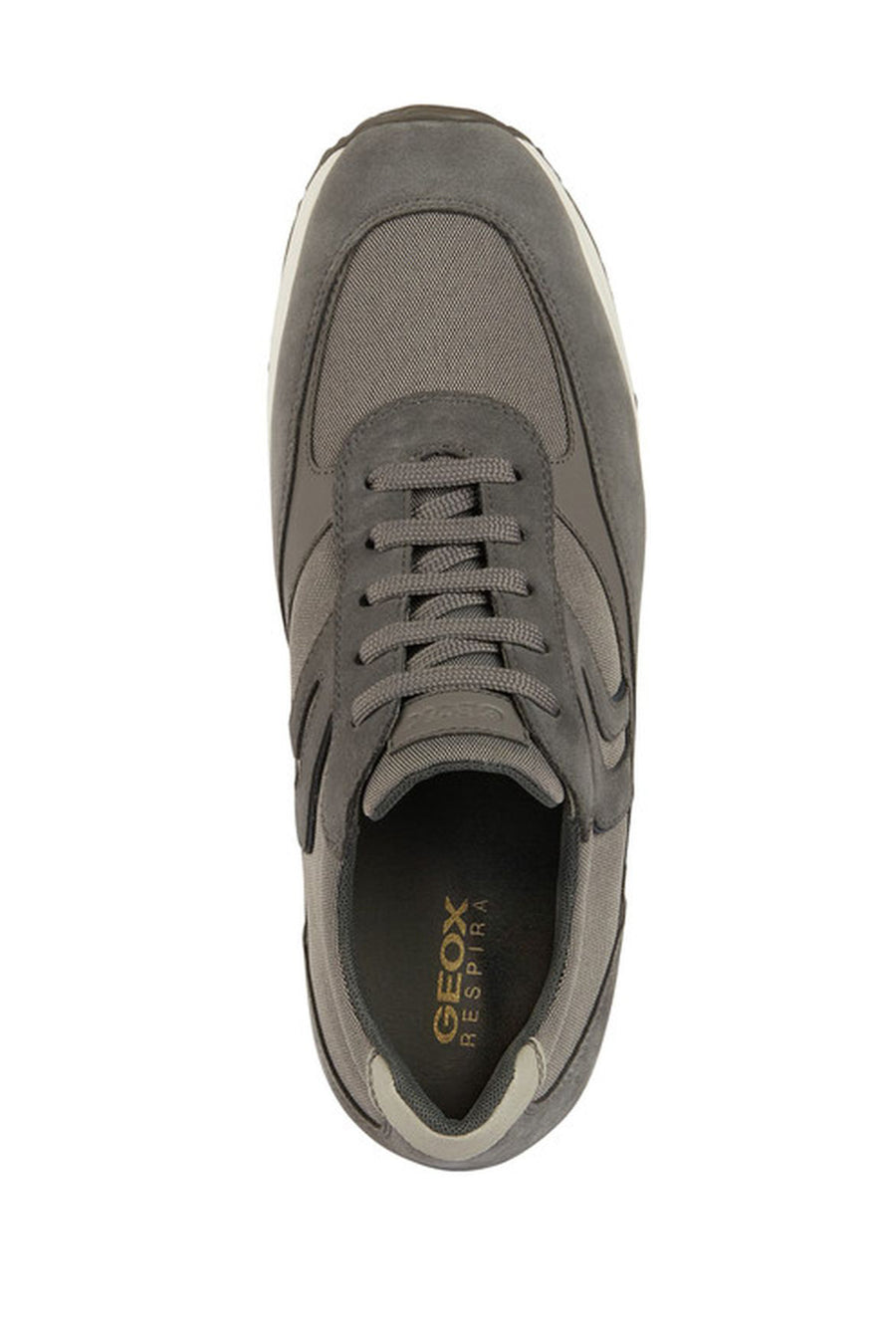Geox Men's Gray Happy Lace-up Suede Leather Sneaker