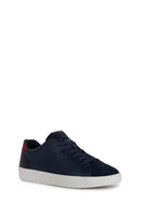 Geox Erkek Lacivert Affıle Bağcıklı Deri Sneaker | Derimod